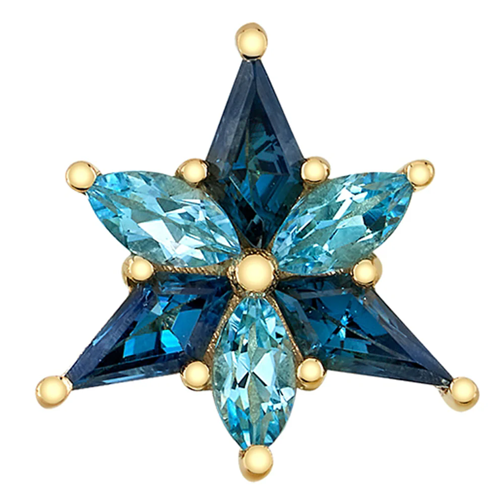 "Stargazer" Threaded End in Gold with London Blue Topaz' & Swiss Blue Topaz' - Image 2