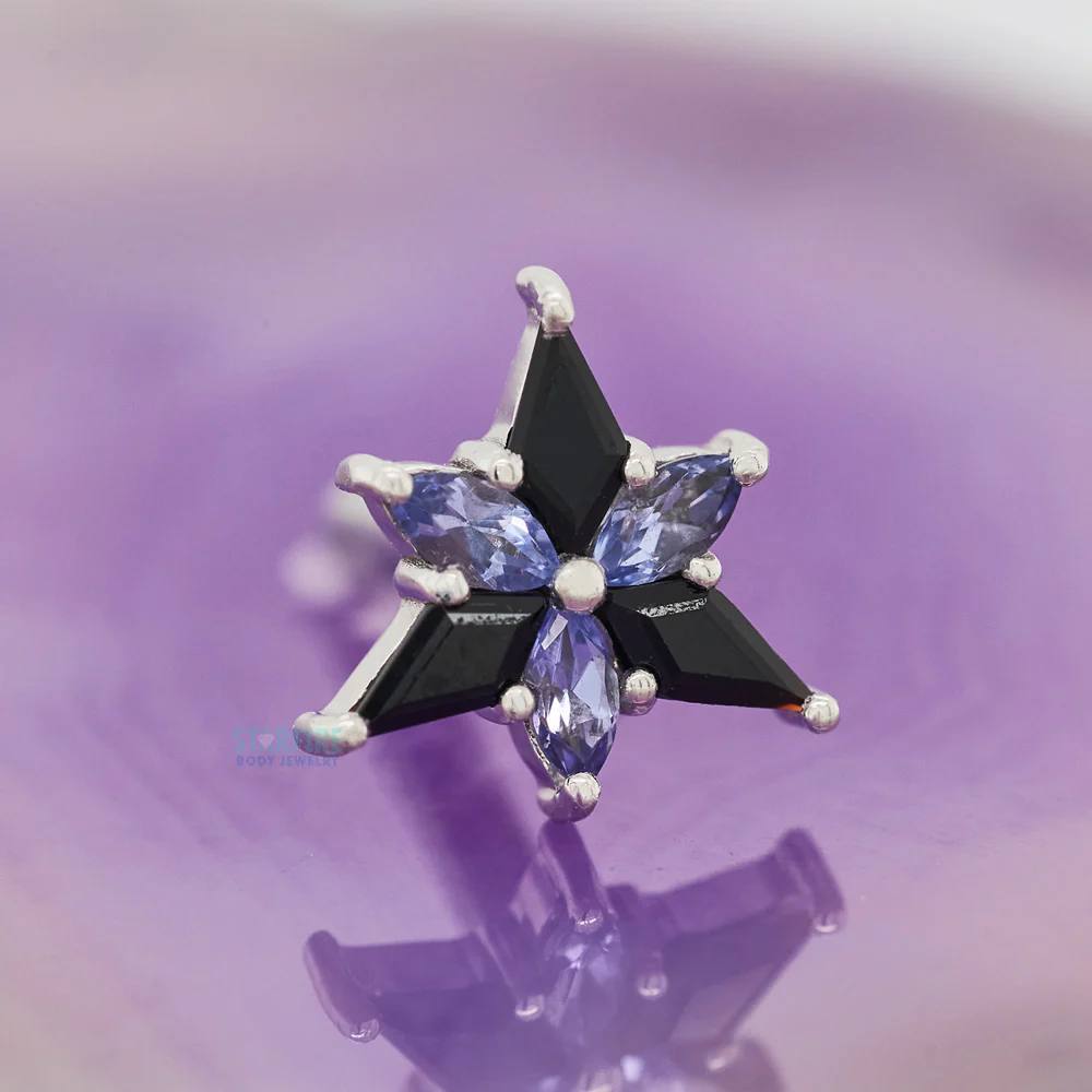 "Stargazer" Threaded End in Gold with Onyx & Tanzanite - Image 2