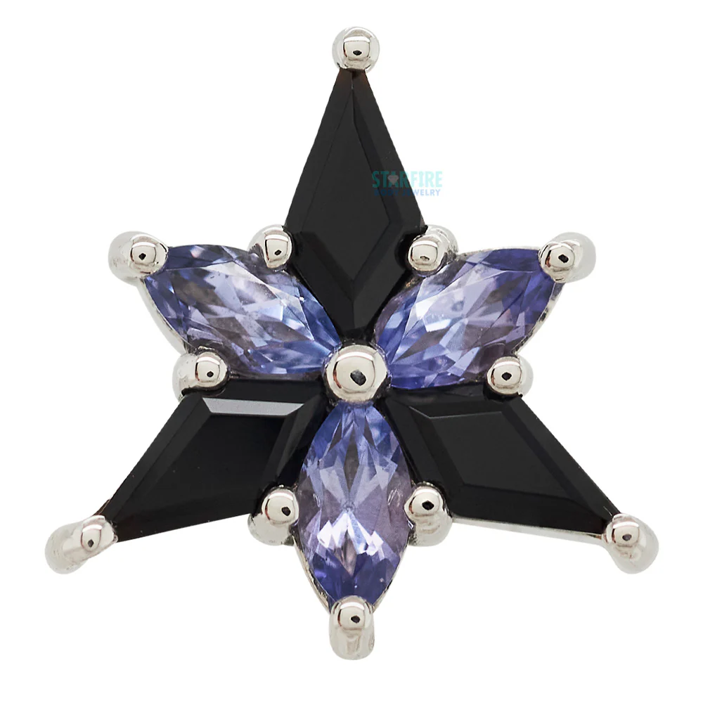 "Stargazer" Threaded End in Gold with Onyx & Tanzanite - Image 3