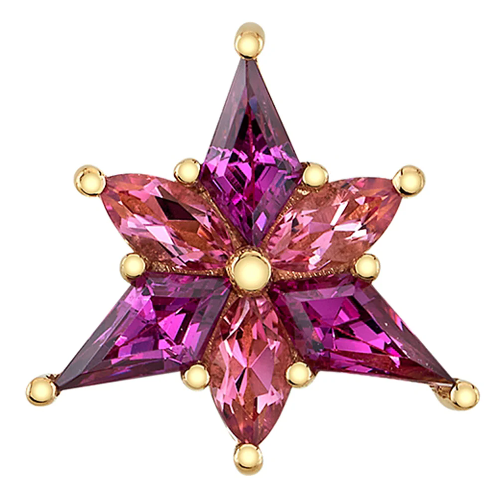 "Stargazer" Threaded End in Gold with Rhodolite & Pink Tourmaline - Image 2