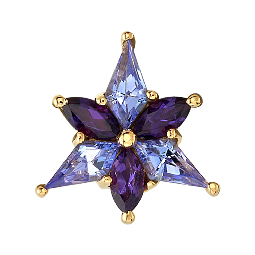 "Stargazer" Threaded End in Gold with Tanzanite & Amethyst - Image 3