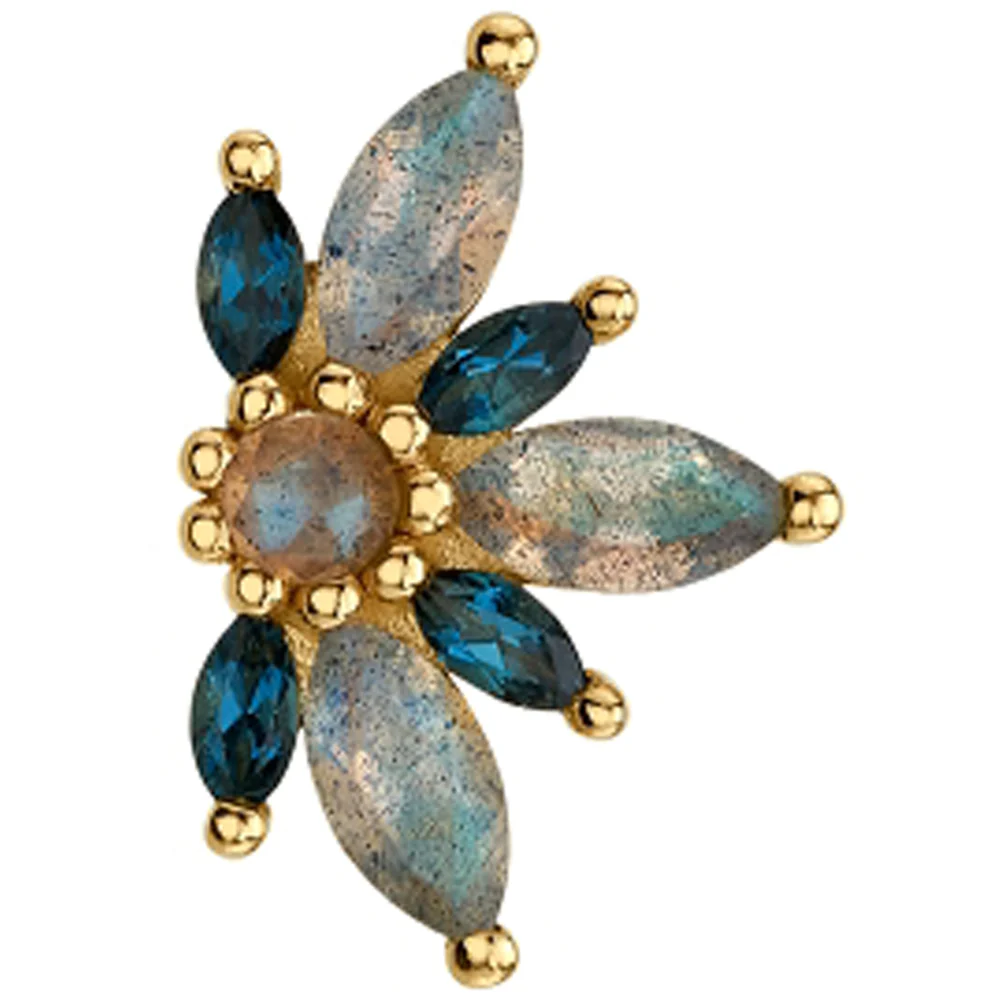 "Starling" Threaded End in Gold with Faceted Labradorite & London Blue Topaz - Image 2