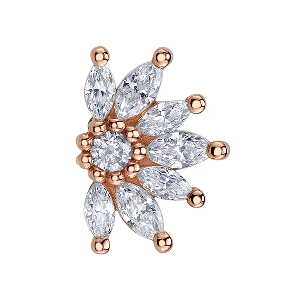 "Starling" Threaded End in Gold with White CZ's - Image 2