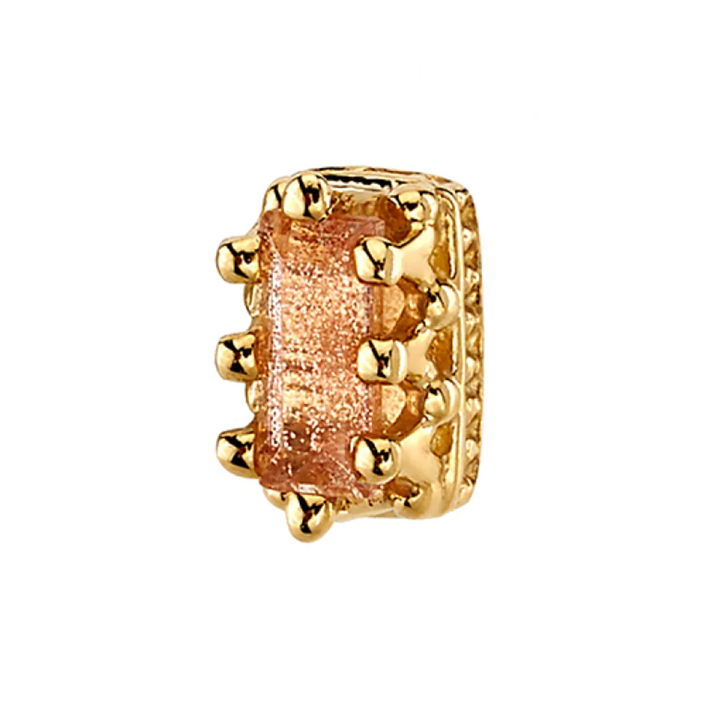 Straight Baguette Crown Prong Threaded End in Gold with Oregon Sunstone - Image 2