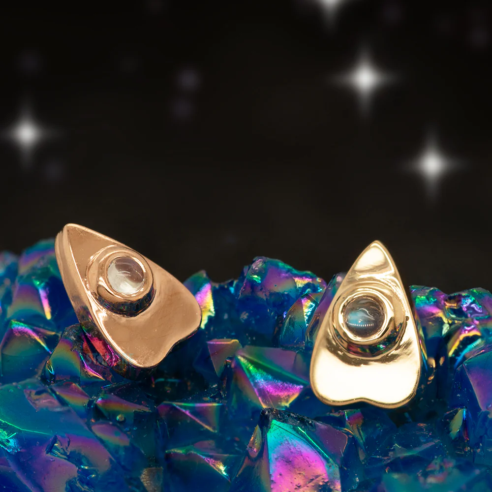 "Summon the Spirit" Threaded End in Gold with Rainbow Moonstone - Image 2
