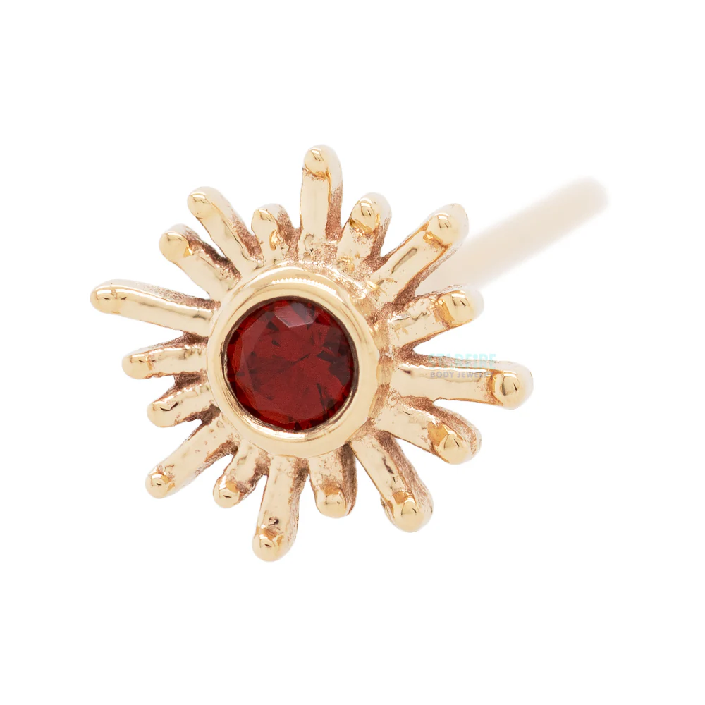 "Sunray" Nostril Screw in Gold with Garnet