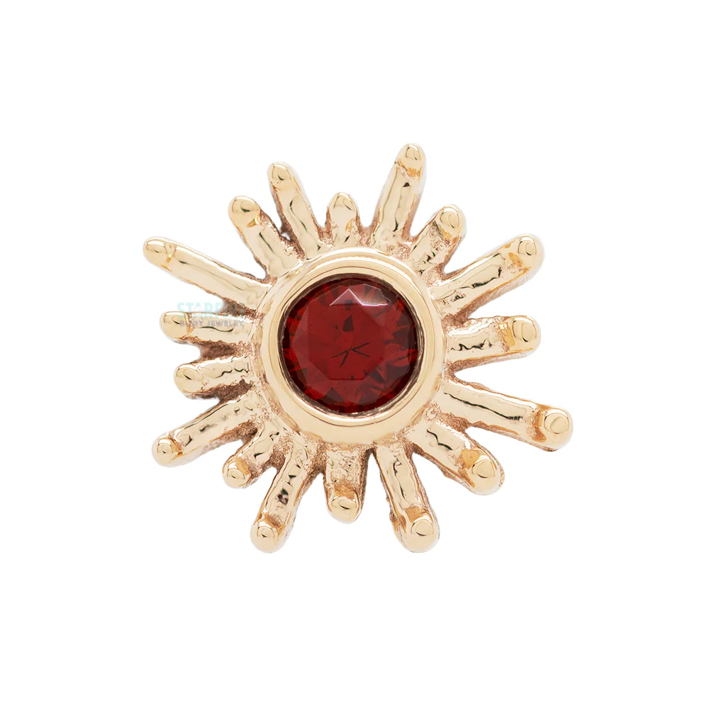 "Sunray" Nostril Screw in Gold with Garnet - Image 4
