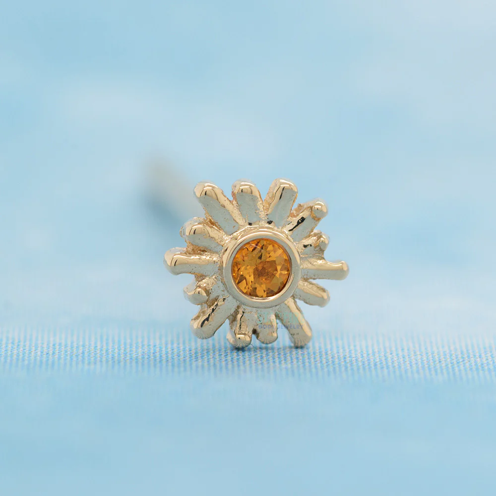 "Sunray" Nostril Screw in Gold with Citrine - Image 2