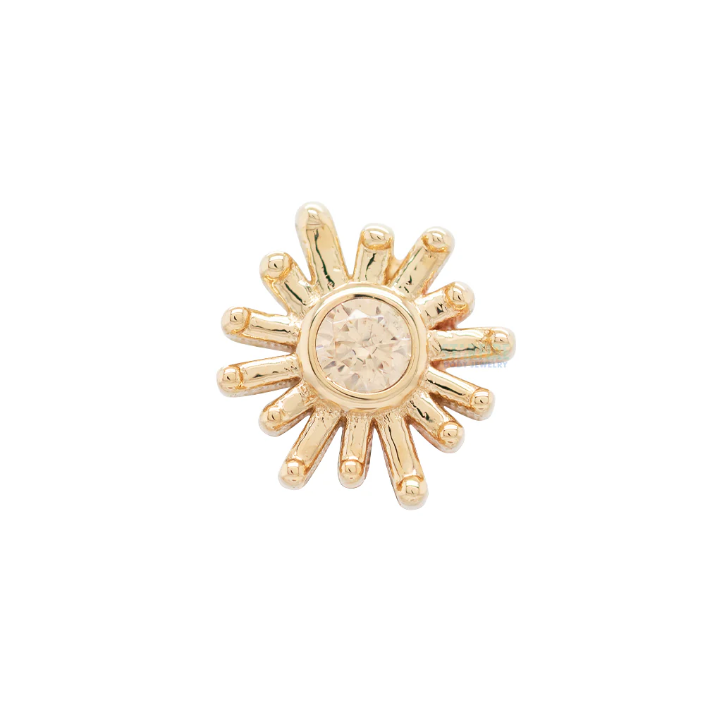 "Sunray" Threaded End in Gold with Champagne CZ - Image 3