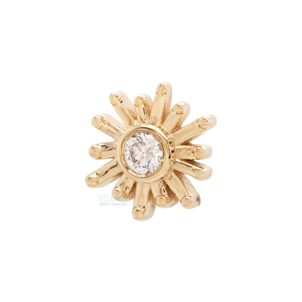 "Sunray" Threaded End in Gold with Diamond