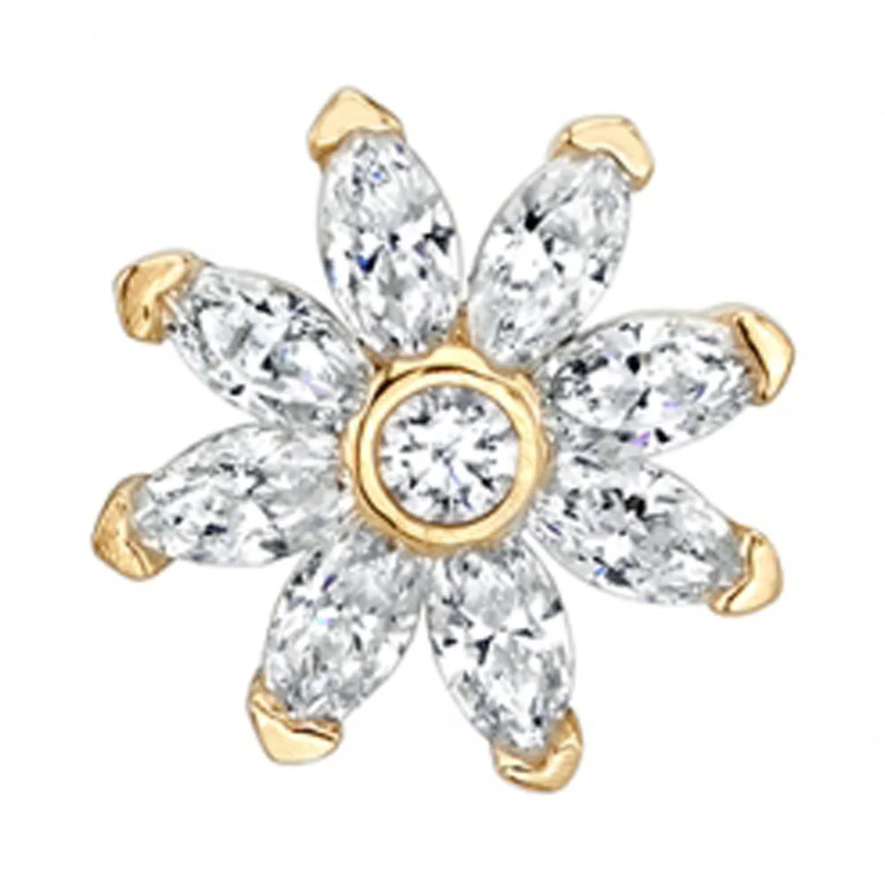 Sunflower Threaded End in Gold with White CZ's - Image 2