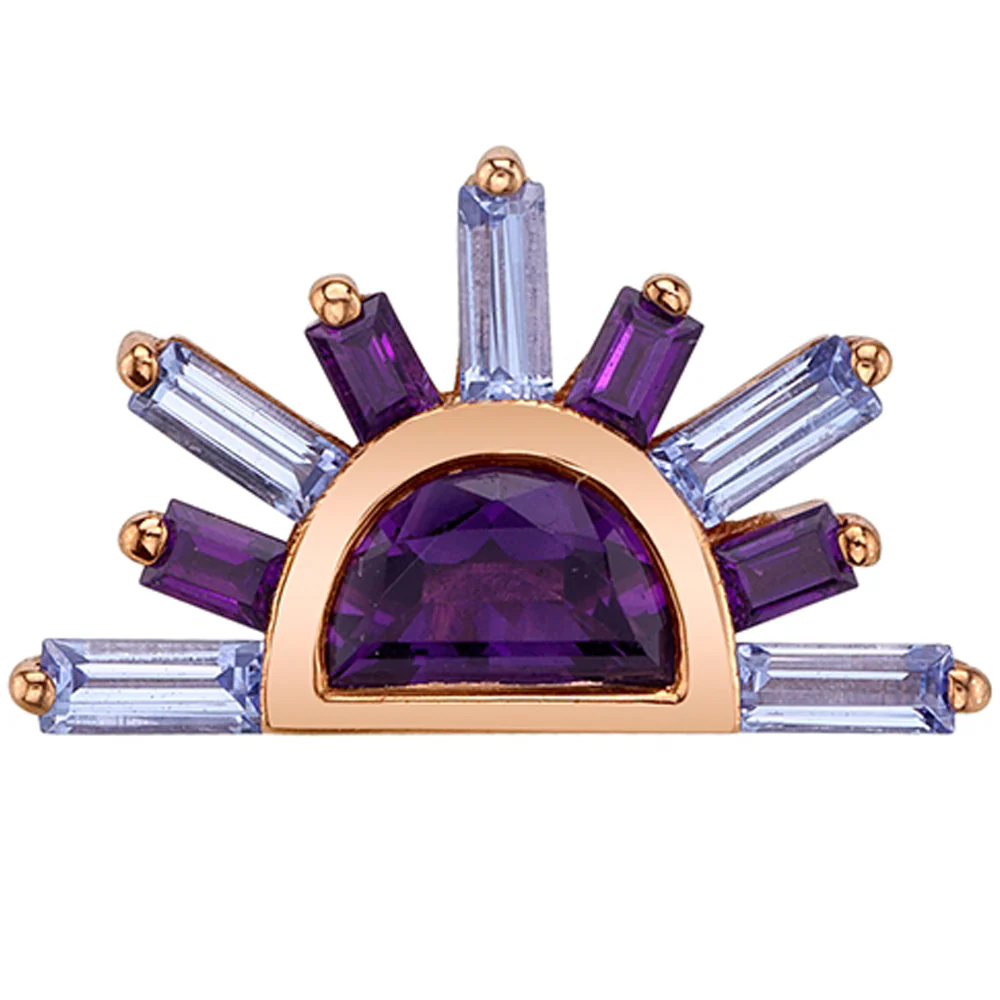 "Sunset" Threaded End in Gold with Amethyst & Tanzanite - Image 2