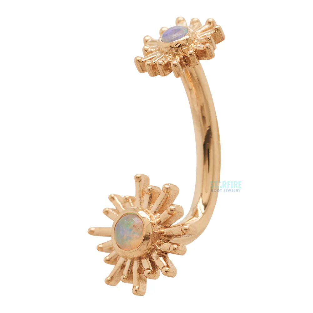 "Sunshine" J Curve in Gold & Platinum with Genuine White Opal - Image 3