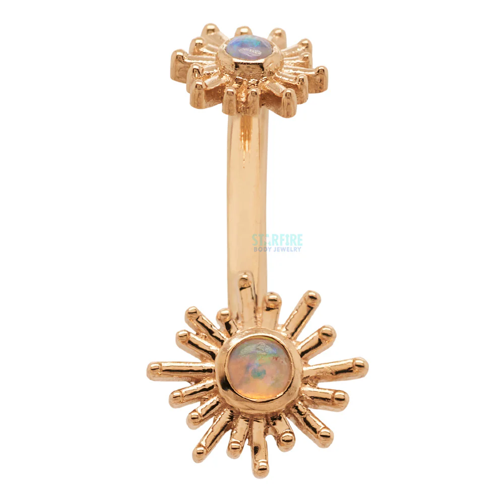 "Sunshine" J Curve in Gold & Platinum with Genuine White Opal - Image 4