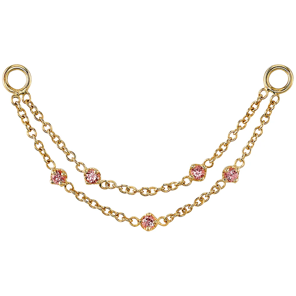 "Suzanne" Chain Attachment in Gold with Padparadscha Sapphires - Image 2
