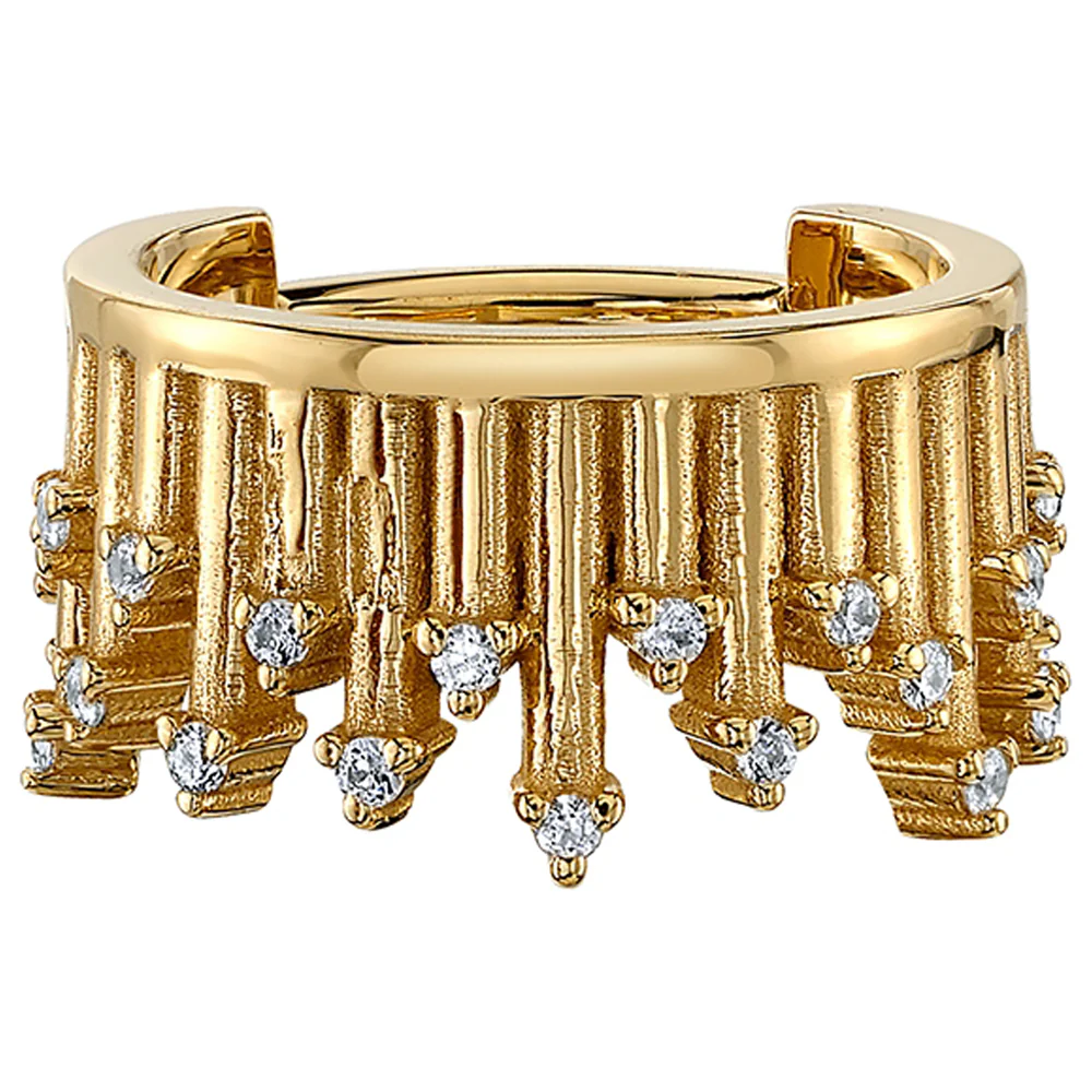 "Take a Bow " Hinge Ring in Gold with White CZ's - Image 2