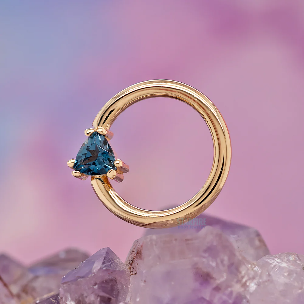 "Tanti" Seam Ring in Gold with London Blue Topaz - Image 2