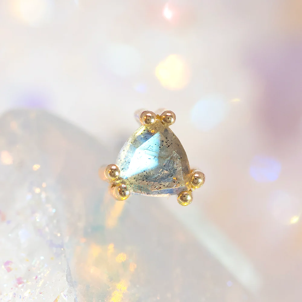 "Tanti" Threaded End in Gold with Rose Cut Labradorite - Image 2