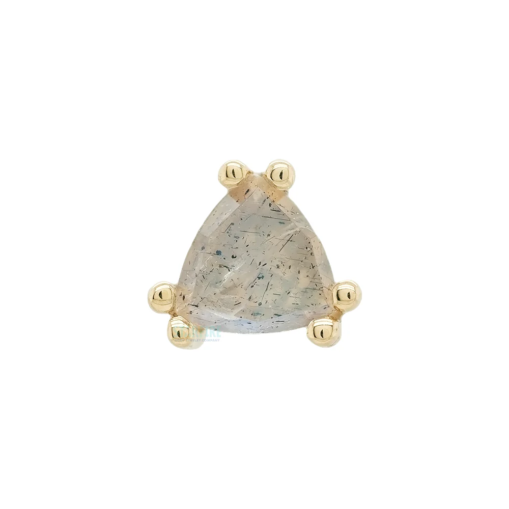 "Tanti" Trillion Nostril Screw in Gold & Platinum with Rose Cut Labradorite - Image 2