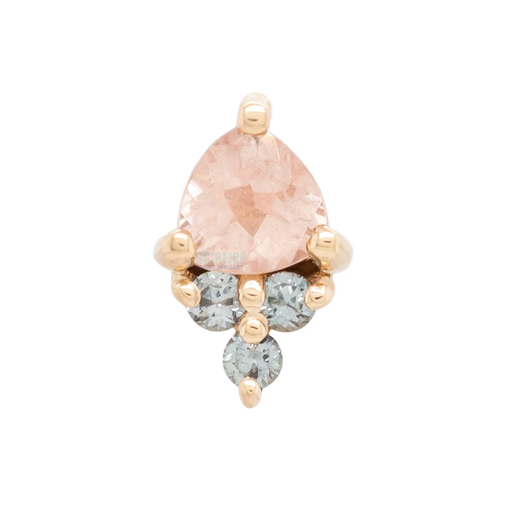 "Tau" Threaded End in Gold with Oregon Sunstone & Grey Sapphires - Image 2