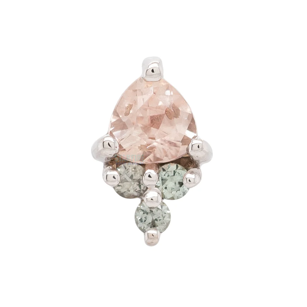 "Tau" Threaded End in Gold with Oregon Sunstone & Grey Sapphires - Image 3