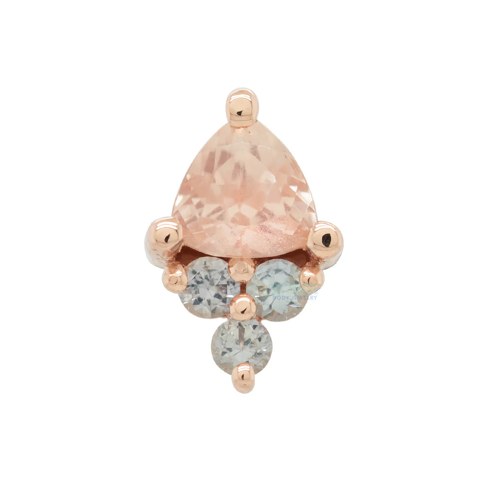 "Tau" Threaded End in Gold with Oregon Sunstone & Grey Sapphires - Image 4