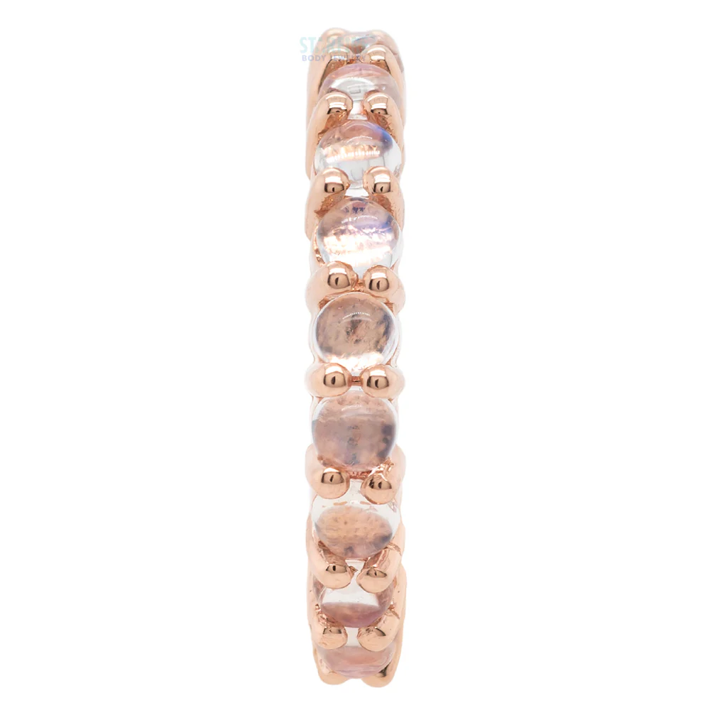 "Telesto" Cabochon Hinge Ring in Gold with Rainbow Moonstone - Image 3