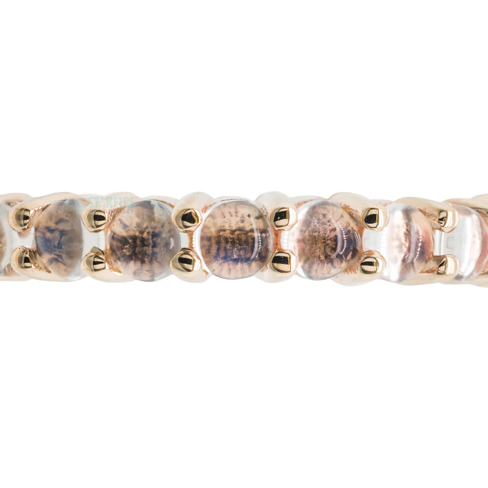 "Telesto" Cabochon Hinge Ring in Gold with Rainbow Moonstone - Image 4