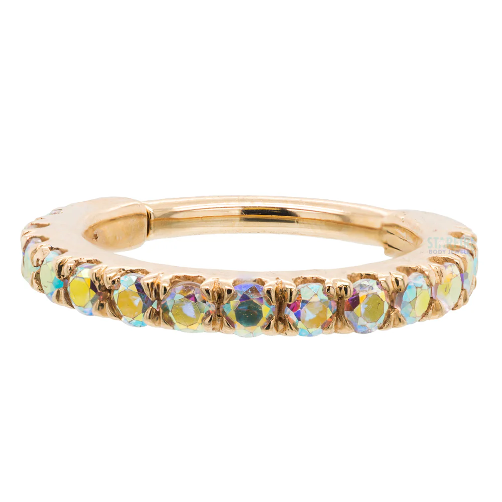 "Telesto" Hinge Ring in Gold with Mercury Mist Topaz' - Image 4
