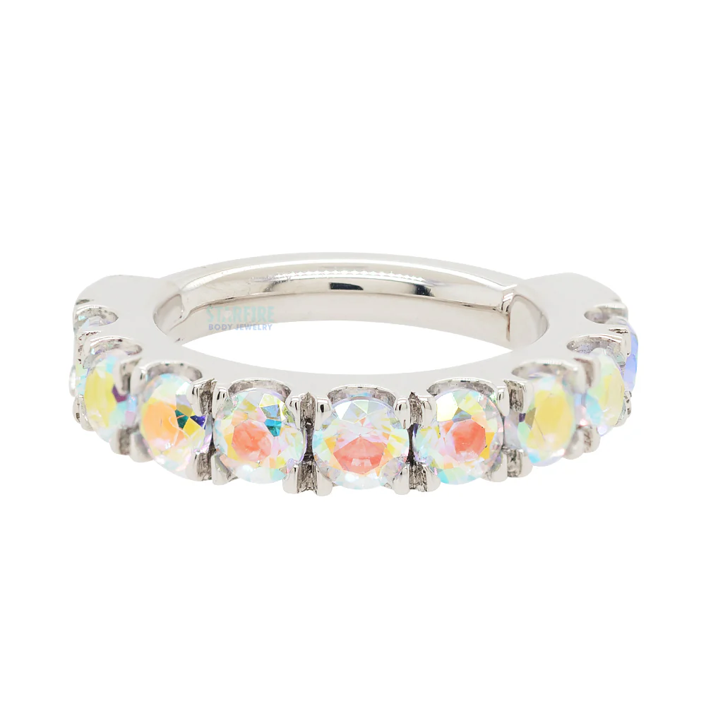 "Telesto" Hinge Ring in Gold with Mercury Mist Topaz' - Image 5