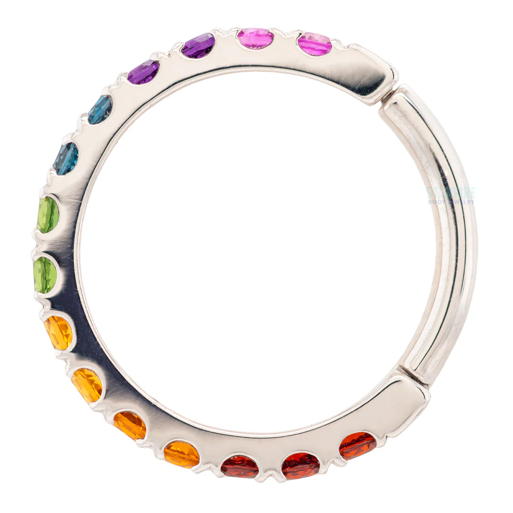 "Telesto" Hinge Ring in Gold with Rainbow in Genuine Gemstones - Image 4
