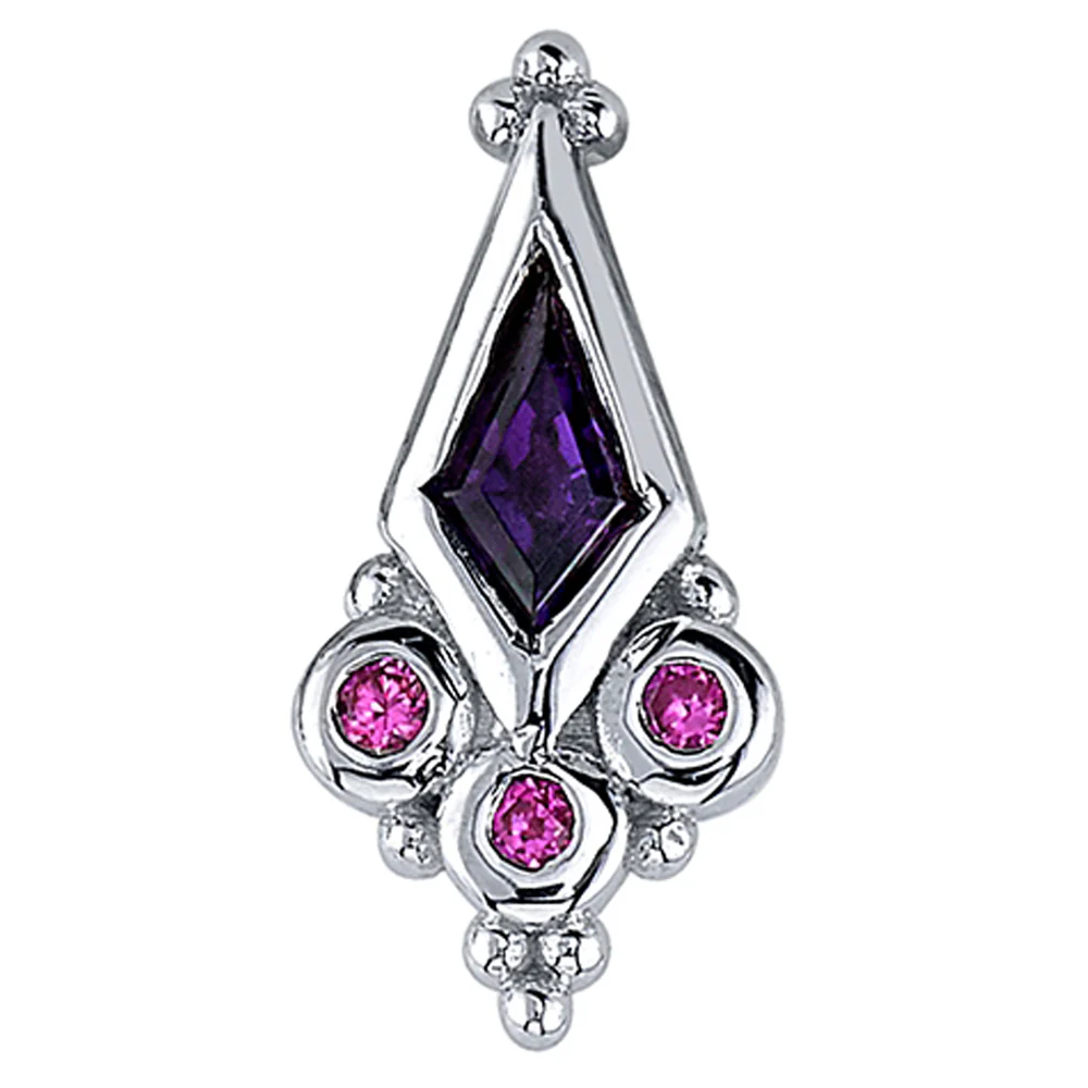 "Temptress" Threaded End in Gold with Amethyst & Hot Pink Sapphires - Image 2
