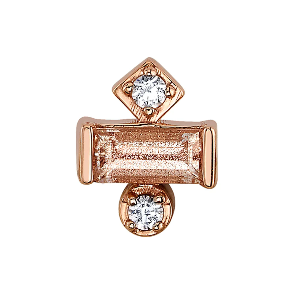 "Tesla Babe" Threaded End in Gold with Oregon Sunstone & Diamonds - Image 2