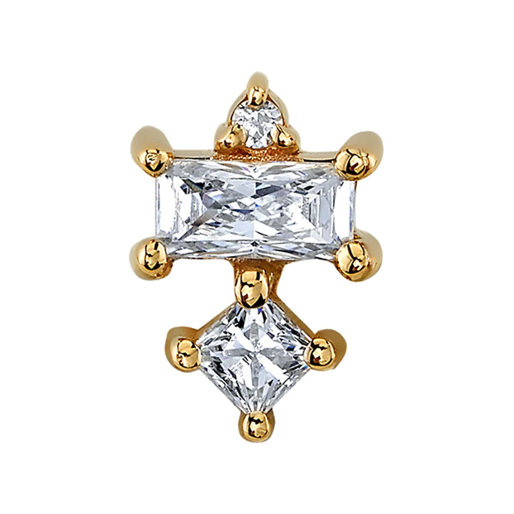 "Tetra" Threaded End in Gold & Platinum with DIAMONDS