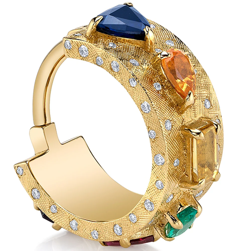"The Inevitable" Cuff Hinge Ring in Gold with Genuine Gemstones - Image 2
