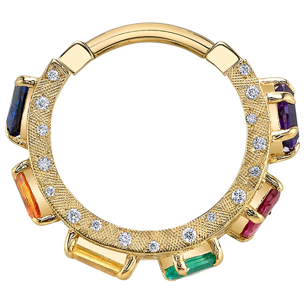 "The Inevitable" Cuff Hinge Ring in Gold with Genuine Gemstones - Image 3