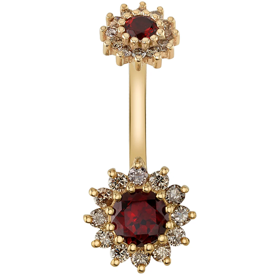 "The Rose" Navel J Curve in Gold with Ruby & Champagne Diamonds - Image 2