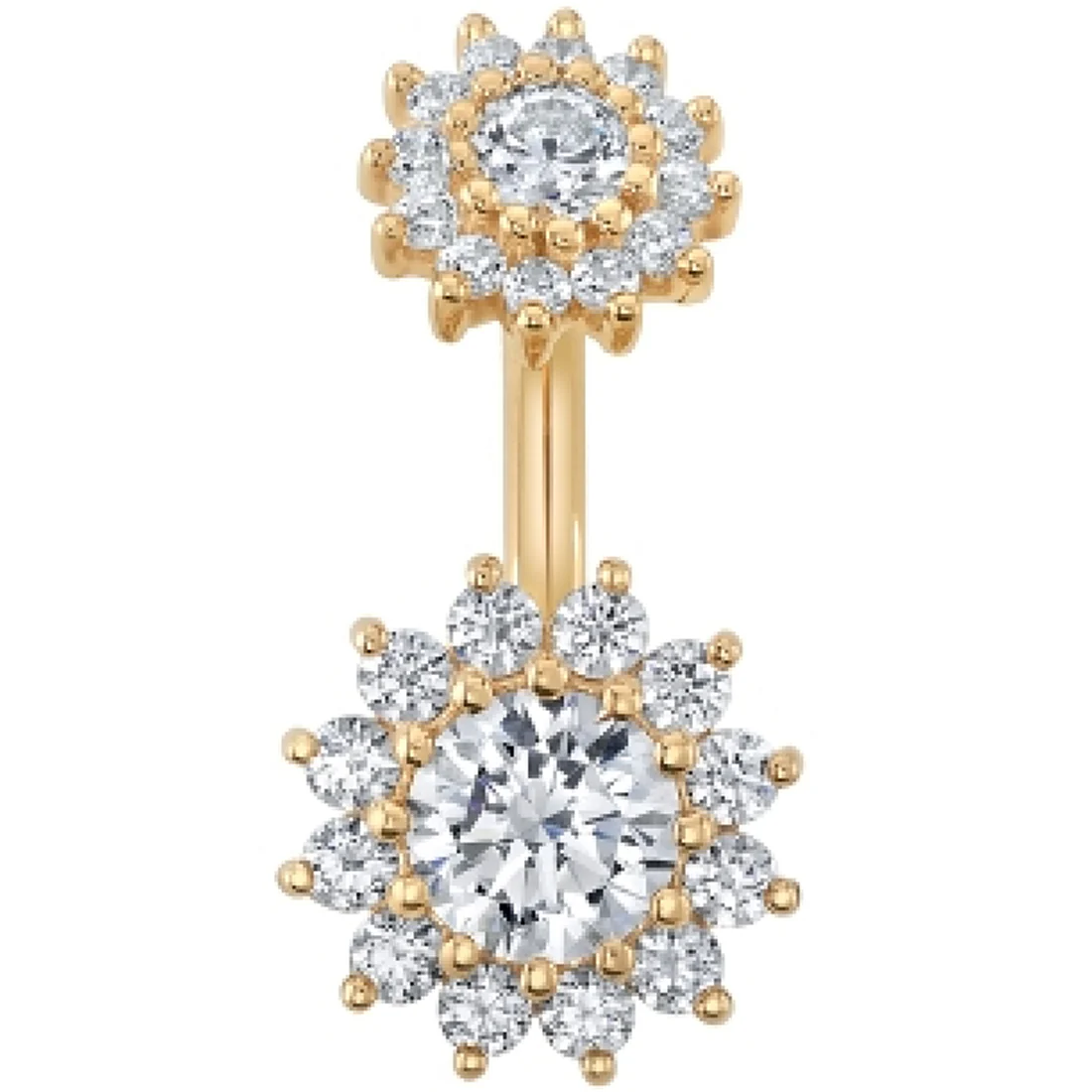 "The Rose" Navel J Curve in Gold with White CZ's