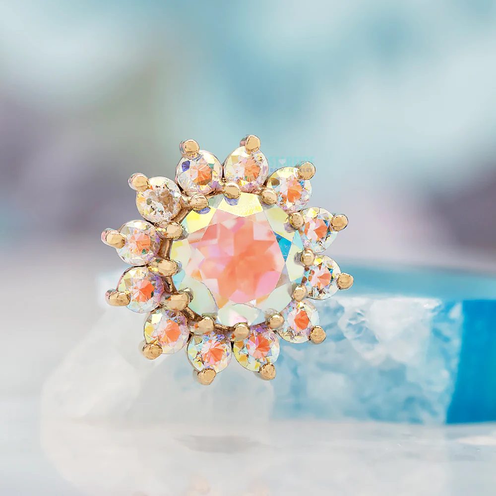 "The Rose" Threaded End in Gold with Mercury Mist Topaz - Image 2