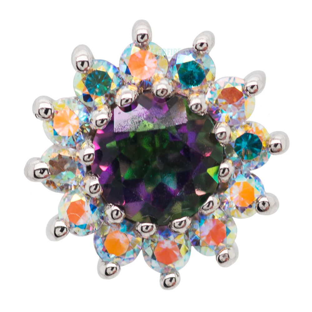"The Rose" Threaded End in Gold with Mystic Topaz center & Mercury Mist Topaz' petals - Image 5