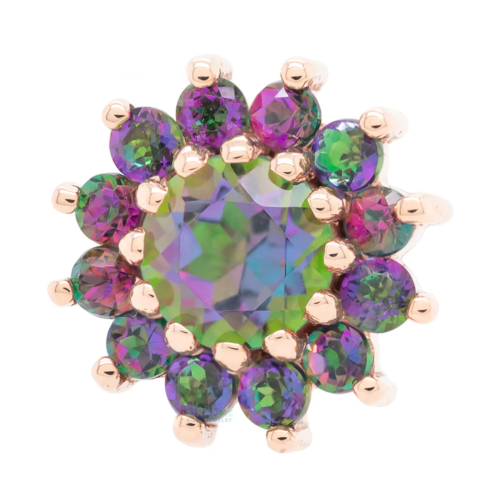 "The Rose" Threaded End in Gold with Mystic Topaz'