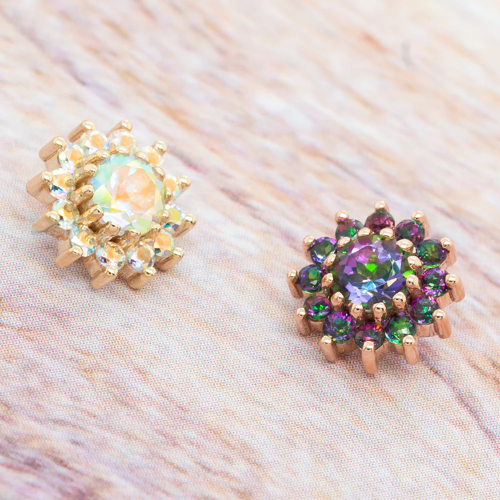 "The Rose" Threaded End in Gold with Mystic Topaz' - Image 2