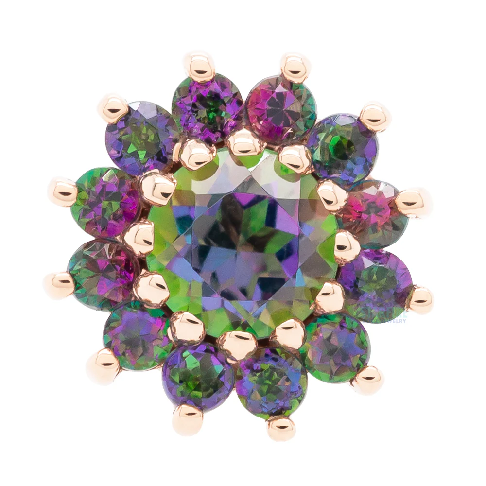 "The Rose" Threaded End in Gold with Mystic Topaz' - Image 3