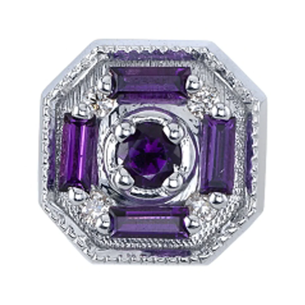 "The Watcher" Threaded End in Gold with Amethyst & Diamonds - Image 2