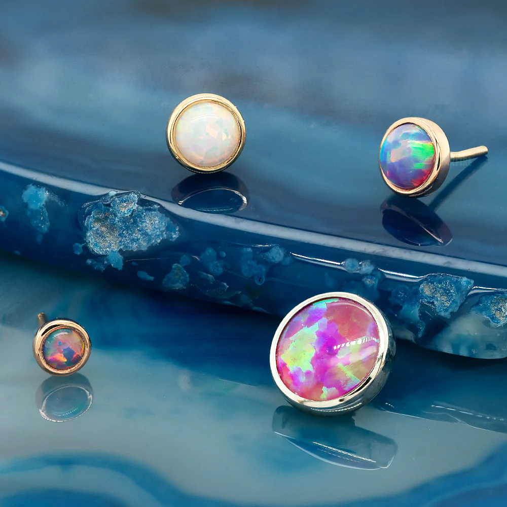 threadless: 2mm Round Opal Pin in Gold Cup - Image 2