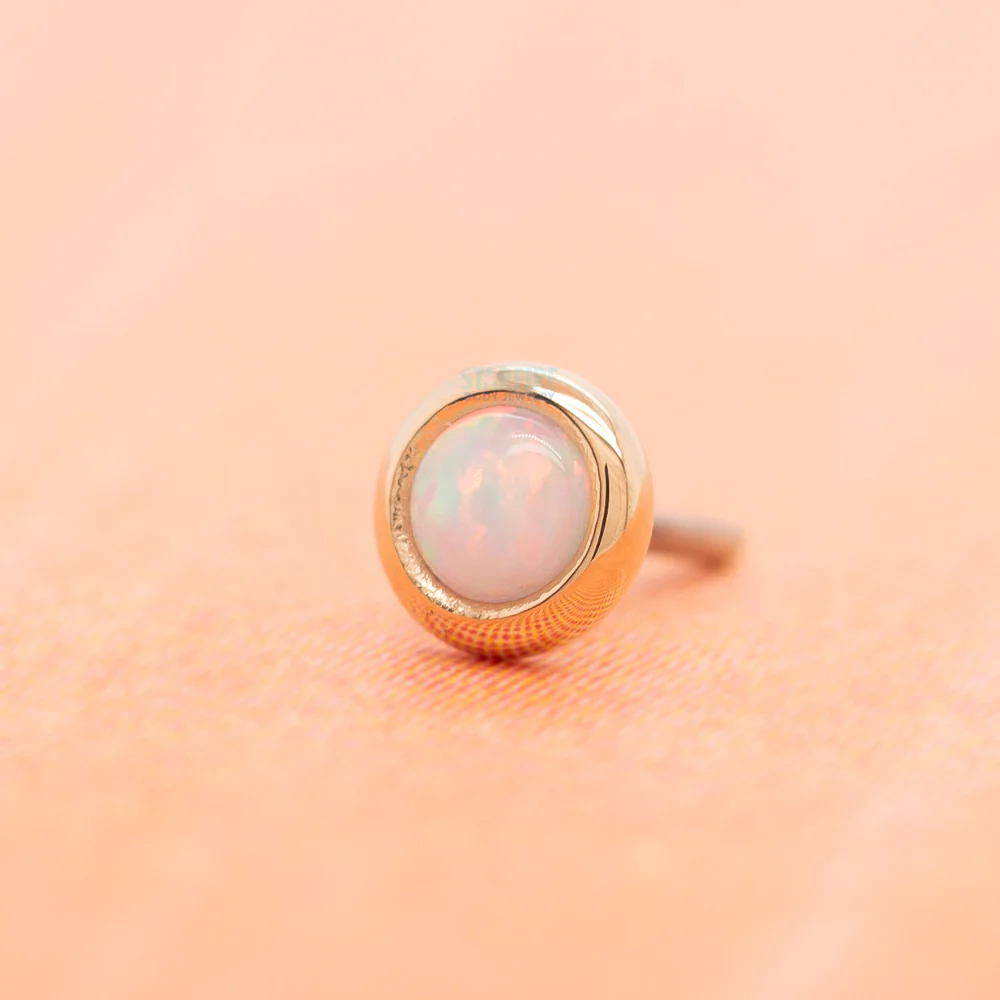 threadless: 2mm Round Opal Pin in Gold Cup - Image 3