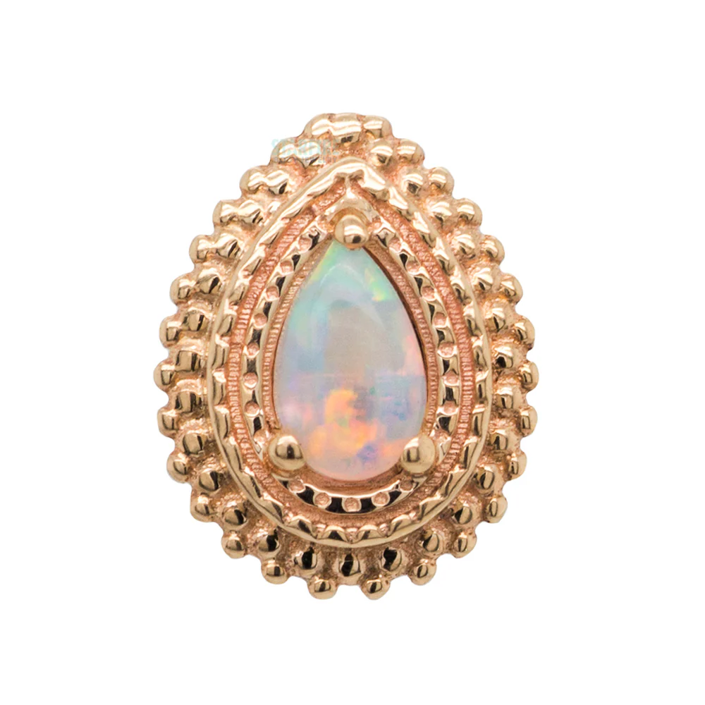 threadless: Afghan Pear Pin in Gold with Genuine White Opal