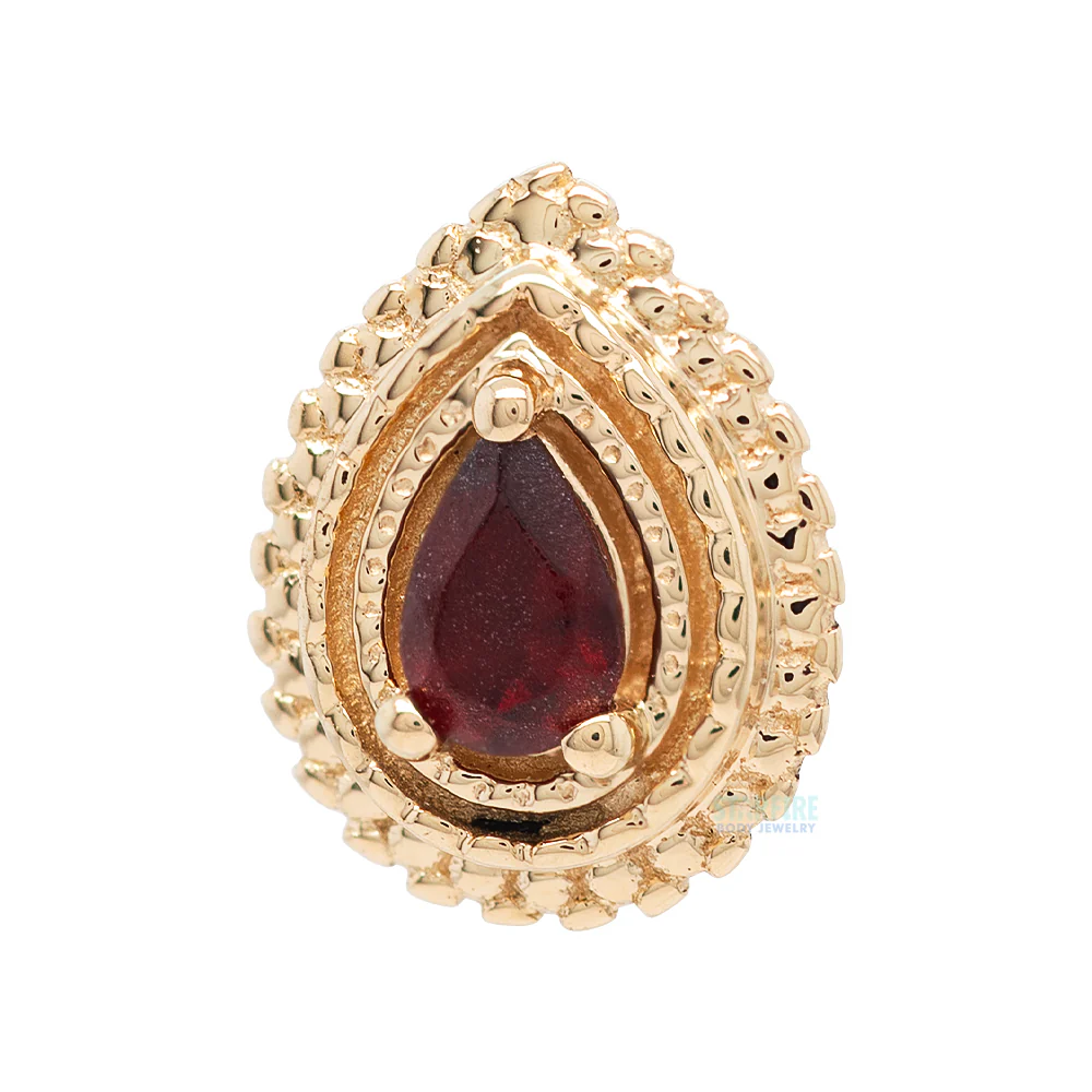 threadless: Afghan Pear Pin in Gold with Sandblasted Garnet - Image 2