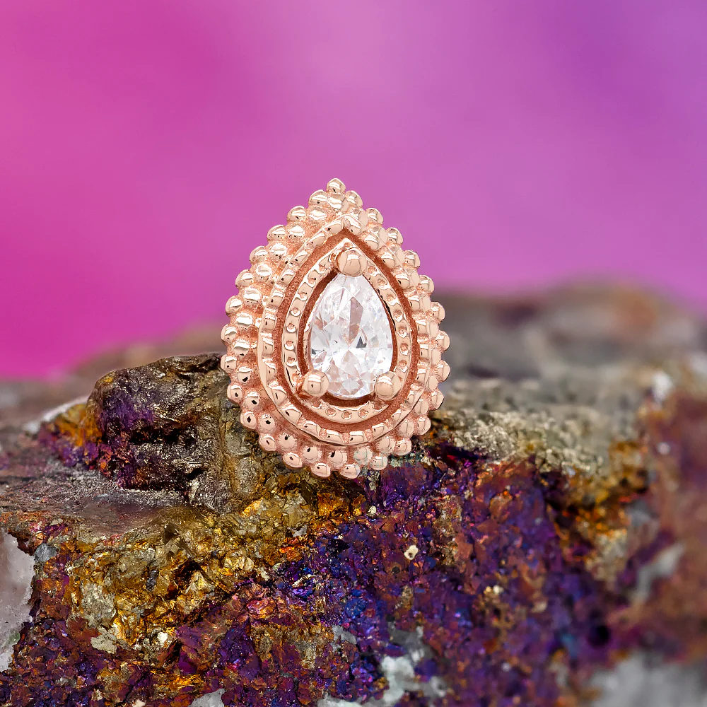 threadless: Afghan Pear Pin in Gold with White CZ - Image 2