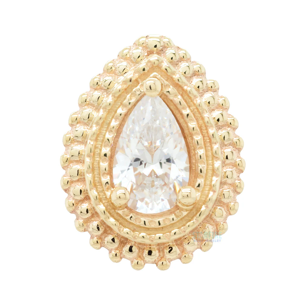 threadless: Afghan Pear Pin in Gold with White CZ - Image 3